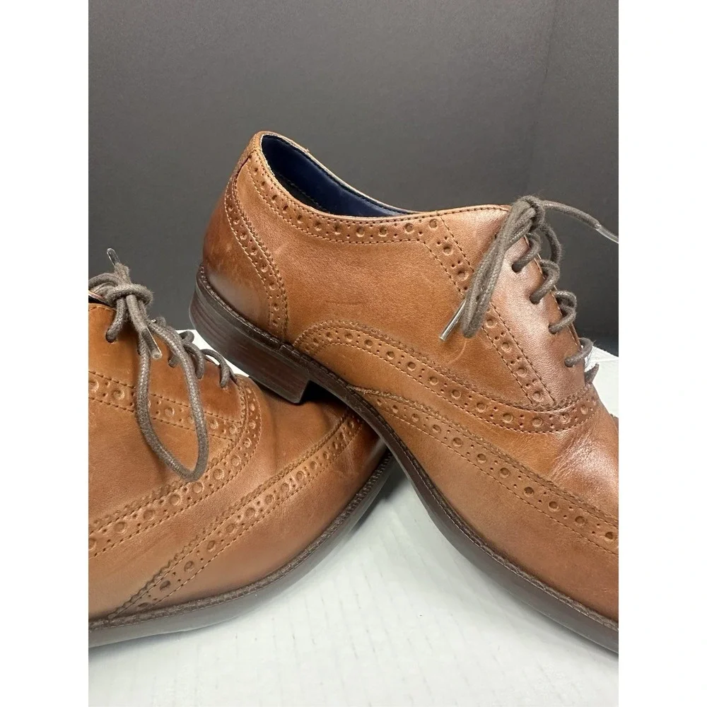 Cole Haan Mens Wayne C30687 Brown Leather Wingtip Oxford Dress Shoes Size 11 M